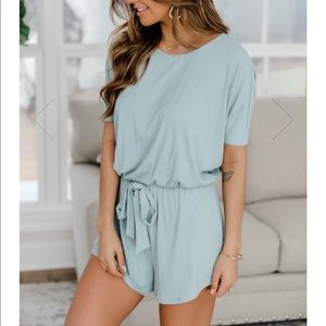 Pink Lily Romper Sage